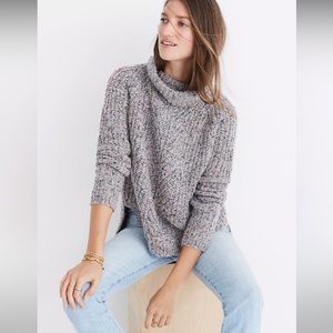 Madewell Wool Colorfleck Ribbed Turtleneck Sweater - size M